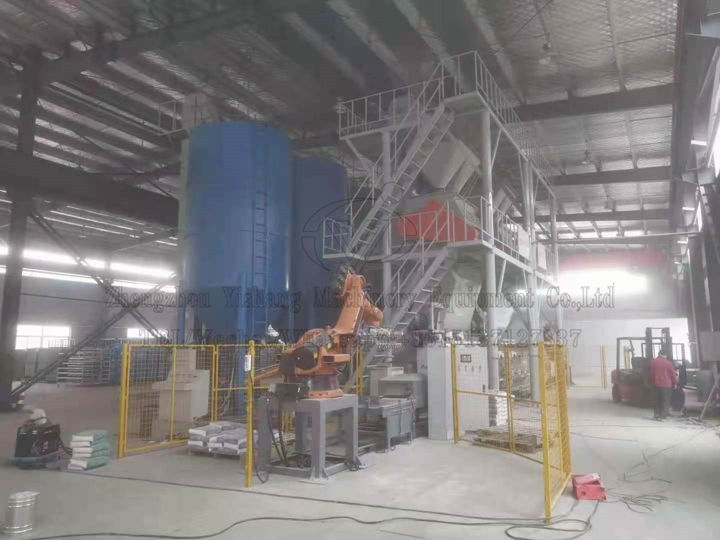 robot palletizer and wrapping machine line dry mortar mixing plant