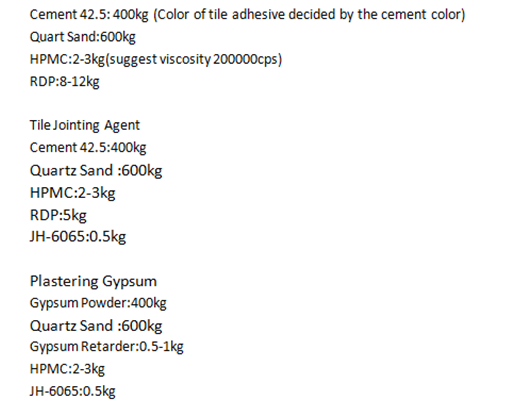 tile adhesive formula